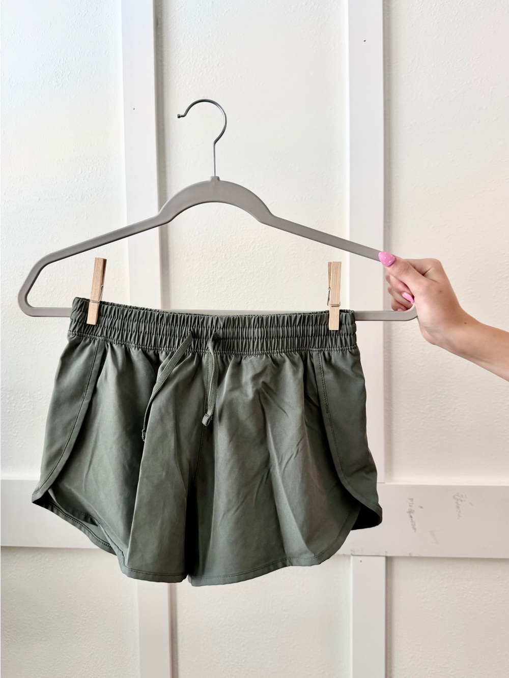 90 Degree By Reflex Olive Green Kids Athletic Shorts